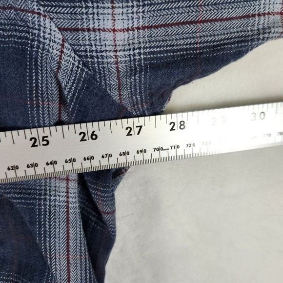 Mens Arrow Vintage Cotton Blue Plaid‎ Long Sleeve Button Up Flannel 2XL Thrashed - Picture 7 of 9